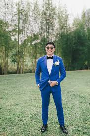 Henry Golding And Liv Lo It Took A Tsunami To Make It Happen Bright Blue Suit Blue Suit Wedding Blue Suit