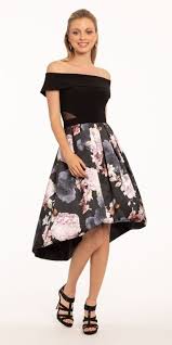 Can T Decide On Long Or Short For Your Next Formal Function Meet In The Middle With This Tea Floral High Low Dress Tea Length Cocktail Dresses High Low Dress