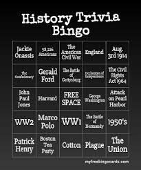 Challenge them to a trivia party! History Trivia Bingo