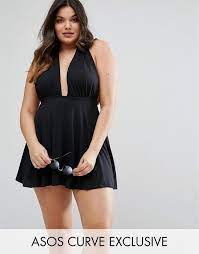 Asos Plunge Swim Dress Plus Size Swimwear Swim Dress Plus Size Fashion