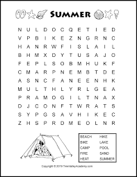 Find printable coloring sheets for the whole family! Summer Word Search Puzzles For Kids