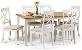 It is the best suited dinette table providing comfort for large gatherings. Julian Bowen Davenport Oak And Ivory Painted Dining Table And 6 Chairs Cfs Furniture Uk