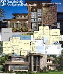 Plan 23624jd Luxurious Contemporary House Plan House Plans Contemporary House Plans Modern Contemporary House Plans