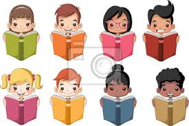 Ilustraciones de nueve niños, dibujo infantil de dibujos animados, ilustración de dibujos animados de. Ninos Lindos De Dibujos Animados Leyendo Libros Estudiantes Pinturas Para La Pared Cuadros Joven Brunet Leer Myloview Es