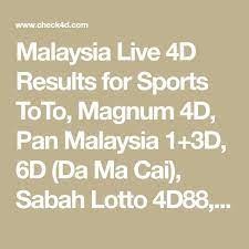 Malaysia Live 4d Results For Sports Toto Magnum 4d Pan Malaysia 1 3d 6d Da Ma Cai Sabah Lotto 4d88 Sarawak Cash Sweep Sanda Jackpot Pallet Stairs Toto