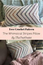 The Whimsical Stripes Pillow Free Crochet Pattern In 2020 Crochet Pillow Cover Crochet Pillow Pattern Crochet