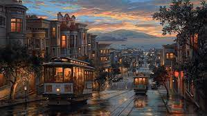 Forget the painted ladies, meet san francisco's 'four seasons' victorians. Hd Wallpaper Train Near House Wallpaper Painting San Francisco Artwork Wallpaper Flare