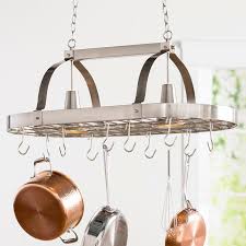 Pot racks free up cabinet space by storing pans and skillets out in the open. Pot Rack Light 2 Light Adjustable Hanging Length In Copper Finish With Hooks
