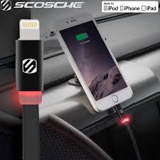 Scosche Flatout Led Lightning Tangle Free 6 Inch Cable Black