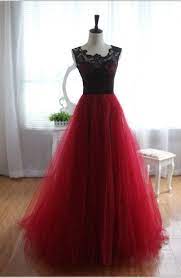 Wine Red Burgundy Black Lace Tulle Wedding Dress Prom Dress 295 00 Via Etsy Burgundy Prom Dress Ball Gown Dresses Prom Dresses Lace