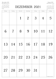 Kalender 2021 mit kalenderwochen + feiertagen: Kalender Und Planer Zum Drucken Von Dezember 2021 A4 A3 In Pdf Und Png 7calendar