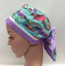 Ponytail Style Surgical Scrub Cap, Chemo Cap, Nurse Hat, Scrub Hat