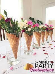 Once you have your set theme, you can choose from a variety of diy or store bought centerpieces. 15 Centerpiece Ideas For A Dinner Party Ice Cream Birthday Party Party Centerpieces Simple Centerpieces