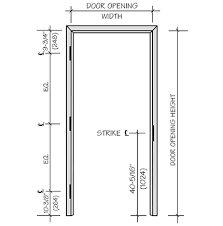 The extra 3 is because the header will rest on the top of the two 1.5 inch trimmer studs (see the typical wall section diagram). Front Doors Standard Door Frame Width