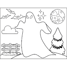 View and print full size. Spooky Ghost Coloring Page