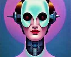 young female battle robot, award winning, portrait bust, symmetry, faded  lsd colors, galaxy background, tim hildebrandt, wayne barlowe, bruce  pennington, donato giancola, larry elmore, masterpiece, trending