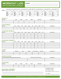a printable workout log can help track