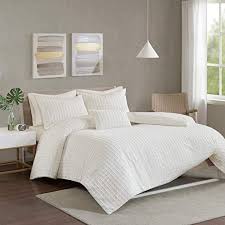 Toddler & kids bedroom furniture. 4 Piece Ivory Off White Full Queen Comforter Set Cotton Chenille Jacquard Farmhouse Shabby Chic Solid Color Geometric Farmhouse Goals
