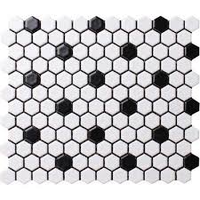 Black And White Porcelain Mosaic Tile Ws Tiles Value Series Dot 1 X 1 Porcelain Mosaic Tile Porcelain Mosaic Tile Mosaic Tiles White Bathroom Tiles