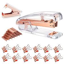 Maybe you would like to learn more about one of these? Rose Gold Stapler And Staple Remover Set Rose Gold Office Supplies With 1000 Staples And 12 Binder Clips Luxury Acrylic Rose Gold Desk Accessories Decorations Pricepulse