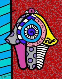 Hamsa Red Down By Romero Britto Britto Art Contemporary Abstract Art Romero Britto Art