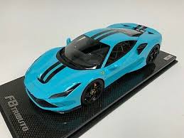 ⚠️no affiliation with ferrari no trademark or representation from ferrari independent f8 owner's community no business intended© only entertainment. 1 18 Mr Collection Ferrari F8 Tributo Coupe Baby Blue Black Stripe Carbon Base Ebay