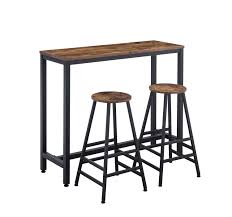 Author mely posted on august 24, 2017. Amoak Bar Table Set Of 3 Bar Table With 2 Bar Stools 47 Pub Dining Height Table Kitchen Counter With Bar Chairs Industrial For Kitchen Living Room Party Room Retro Brown Buy