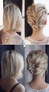 Coiffure De Mariage Chignon Avec Coiffe Pour Cheveux Mi Longs Idees De Mariage Pour C Short Wedding Hair Medium Hair Styles Braids For Short Hair