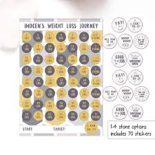Weight Loss Chart 1 4 Stone Laminated Sheet With Stickers Diet Reward Chart Weight Loss Motivation Slimming World Weight Watchers Gold Grey