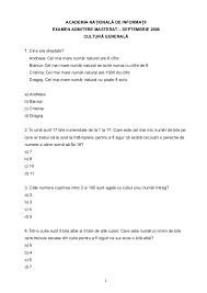 „9 este mai mare decât 7 înseamnă că 7 este mai mic decât 9, deci putem scrie putem să spunem că victor are cel puțin 5 mașinuțe. Test Cultura Generala Academia Nationala De Informatii