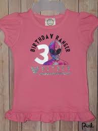 pink mighty morphin power ranger silver and glitter birthday ruffled boutique style shirt personalize any name any age