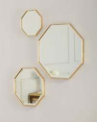 This beautiful mirror features a simple black metal frame around a small round mirror. Octagon Wall Mirrors Set Of 3 Mirror Wall Decor Bedroom Wall Decor Bedroom Mirror Wall Decor