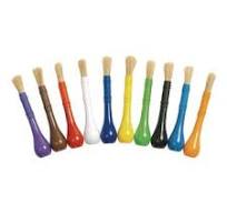 Colorations Chubby Paint Brushes - Pack Of 10 Plastic Handle Art Brushes  For Kids