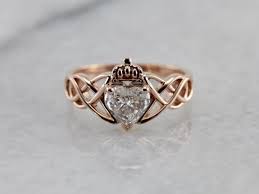 Diamond Heart Rose Gold Claddagh Ring Beautiful Celtic Design Celticweddingringsmetals Gold Claddagh Ring Claddagh Rings Claddagh Engagement Ring