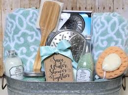 Pour your creamer into tiny jars and tie with a ribbon or personalized gift tag. Shower Themed Diy Wedding Gift Basket Idea The Craft Patch