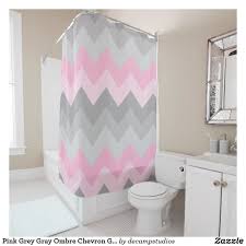 Pink Grey Gray Ombre Chevron Girl Bathroom Shower Curtain Zazzle Com Girls Bathroom Shower Curtain Striped Shower Curtains Gray Shower Curtains