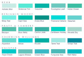 Blue Color Sample Chart Turquoise Paint Colors Blue Green