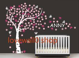 Cherry Blossom Flowers Tree Butterflies Wall Decal For Girls Room Nursery Decor Nursery Decor Wall Decor