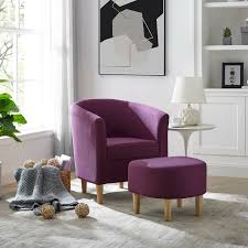 Get set for single ottoman beds at argos. Modern Accent Arm Chair Upholstered Chair Fabric Single Sofa Ottoman Foot Rest Purple Walmart Com Walmart Com