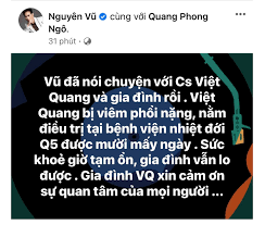 Ca sĩ việt quang trút hơi thở cuối cùng vào 0h30 sáng 12/8 sau thời gian điều trị bệnh viêm phổi, hưởng dương 44 tuổi. Ca SÄ© Viá»‡t Quang Nháº­p Viá»‡n Vi Bá»‹ Viem Phá»•i Náº·ng NgÆ°á»i Than Va Khan Giáº£ Hoang Mang Lo Láº¯ng
