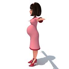 Cartoon Pregnant Woman 3d Model In 2020 Pregnant Women 3d Model Model