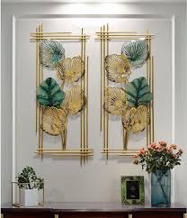 Home decor & pillows 13open submenu. Luxury Wrought Iron Green Gold Leaf Wall Hanging Decoration Etsy Hanging Wall Decor Modern Wall Decor Bedroom Metal Wall Decor