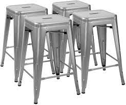 Check spelling or type a new query. Amazon Com Furmax 24 Inches Metal Bar Stools High Backless Indoor Outdoor Counter Height Stackable Stools Set Of 4 Silver Home Kitchen