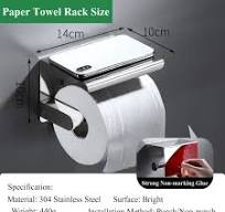 Free-punch 304Stainless Steel Toilet Paper Roll Holder Toilet Paper Towel  Rack Anti-rust Waterproof Toilet Paper Shelf Dispenser - Silver