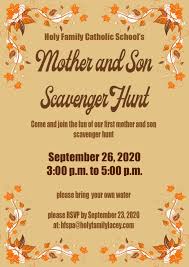 The mother hunt is a nero wolfe detective novel by rex stout, first published by viking press in 1963. Mother Son Scavenger Hunt Holy Family School