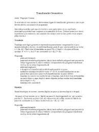 Acest seminar prezinta geometrie analitica pe dreapta. Transformari Geometrice