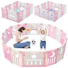 Buy Baby Playpen Dripex Upgrade Foldable Kids Activity Centre Safety Play Yard Home Indoor Outdoor Baby Fence Play Pen No Gaps With Gate For Baby Boys Girls Toddlers Pink White Online In Turkey