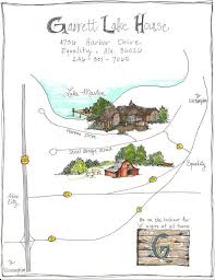 Made To Order Vacation Home Custom Map Illustrated Watercolor Map Vacation Directions Map Custom Map Custom Lake Watercolor Map