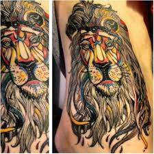 Black And White With Color Tattoo Amazing Tattoo Colorful Lion Tattoo Tattoos Lion Tattoo