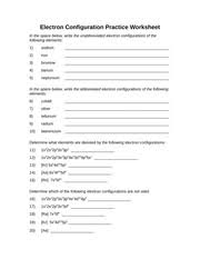 Chapter 8 Worksheet Electron Configuration Practice